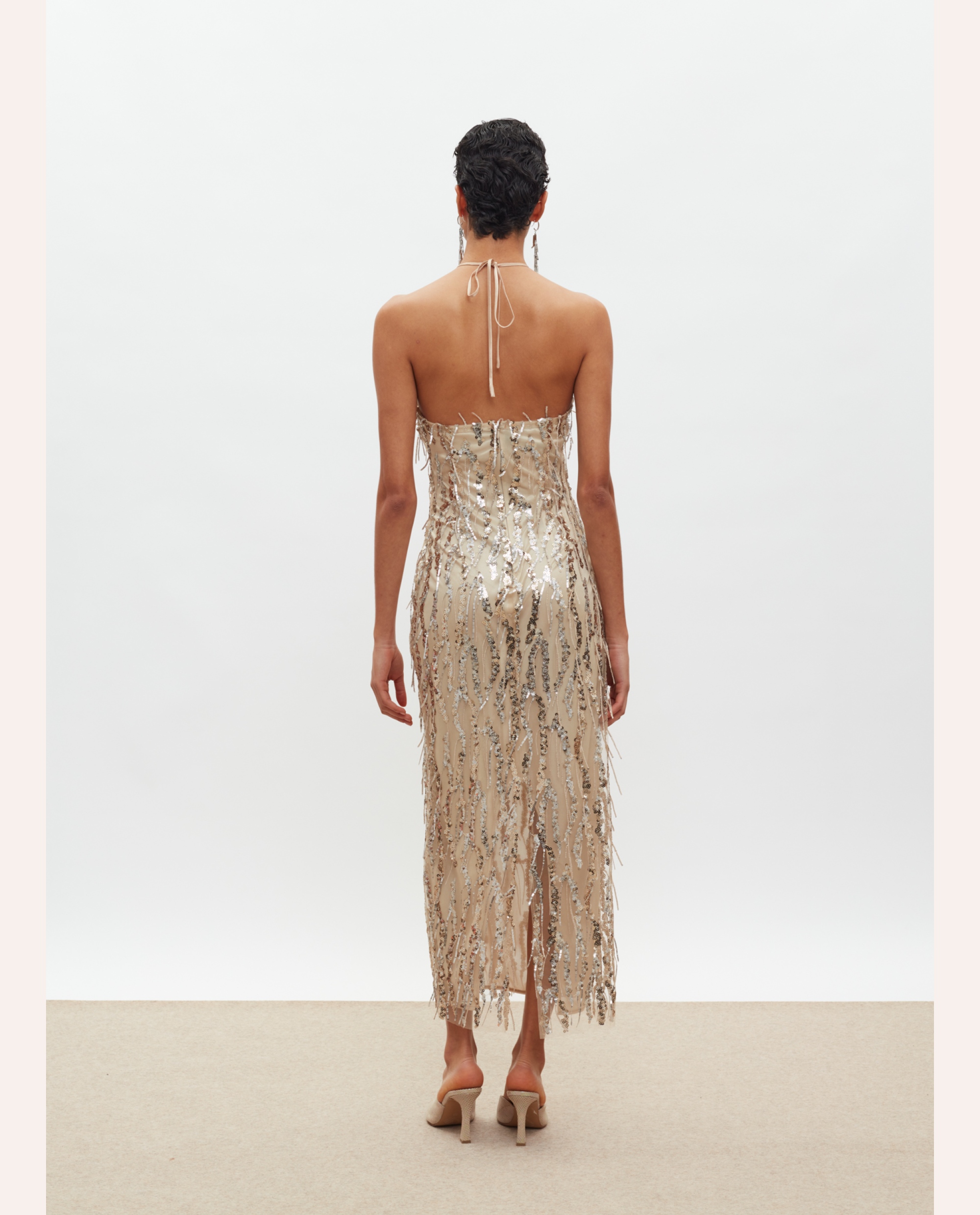 Carrie Sequin Maxi Dress – Bronze - Image 4