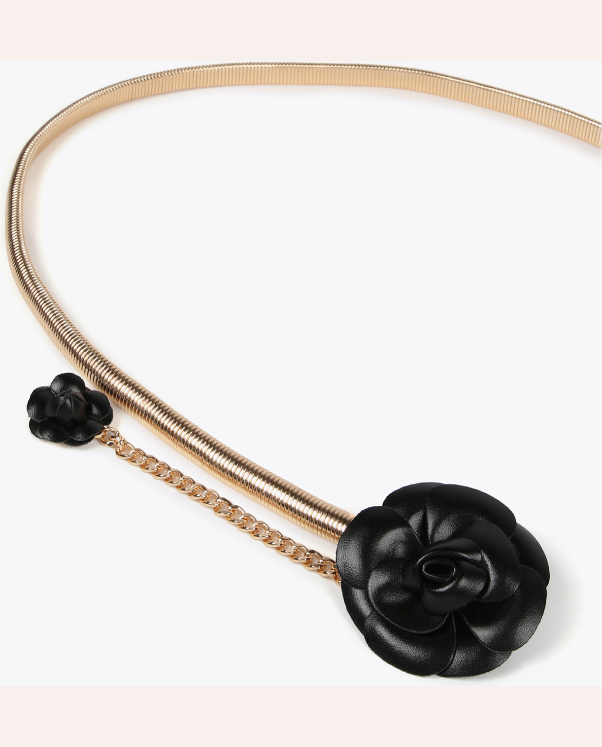 Stretch metal belt with faux leather flowers - Image 4