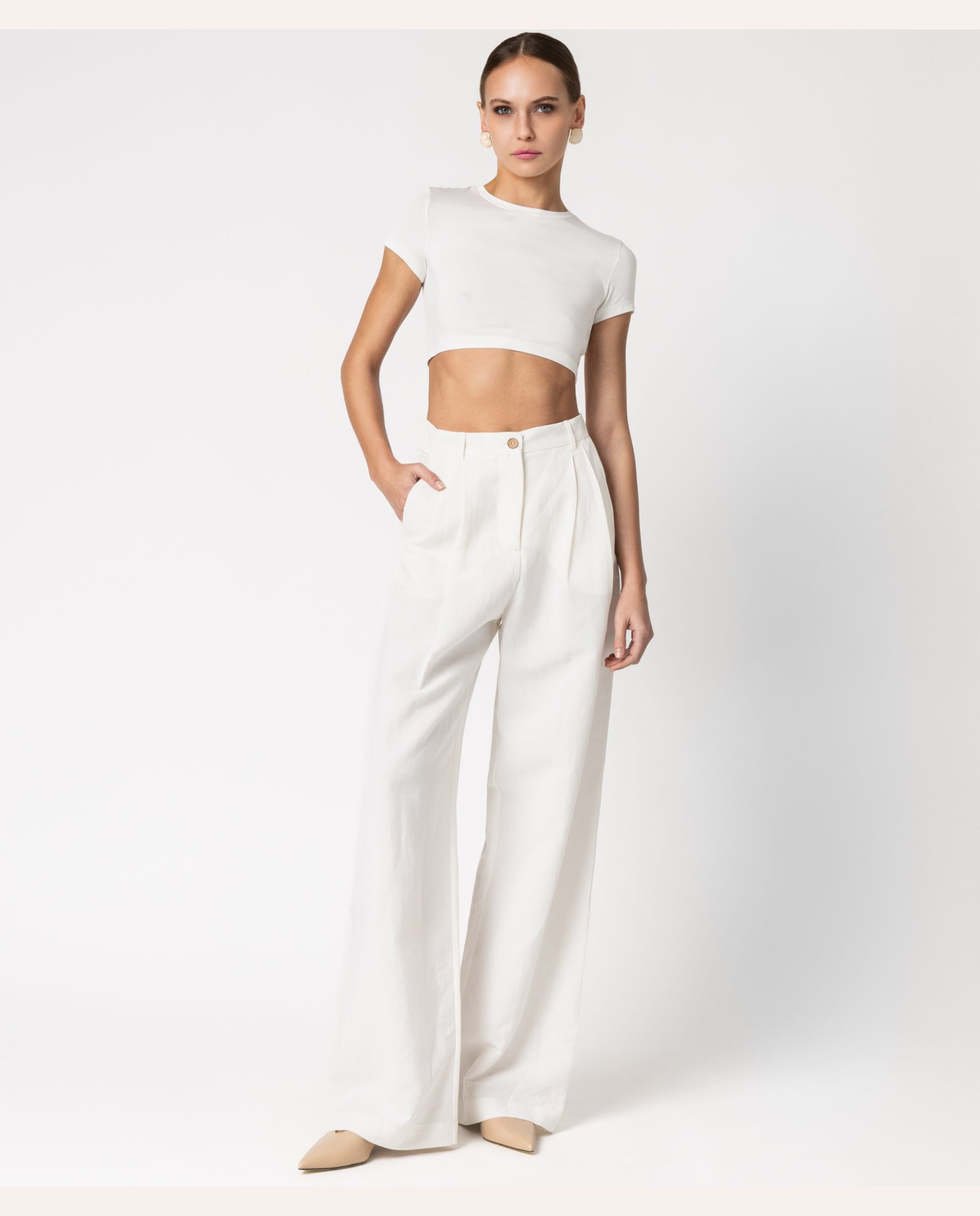 Eloise Linen Pants - Ecru - Image 3