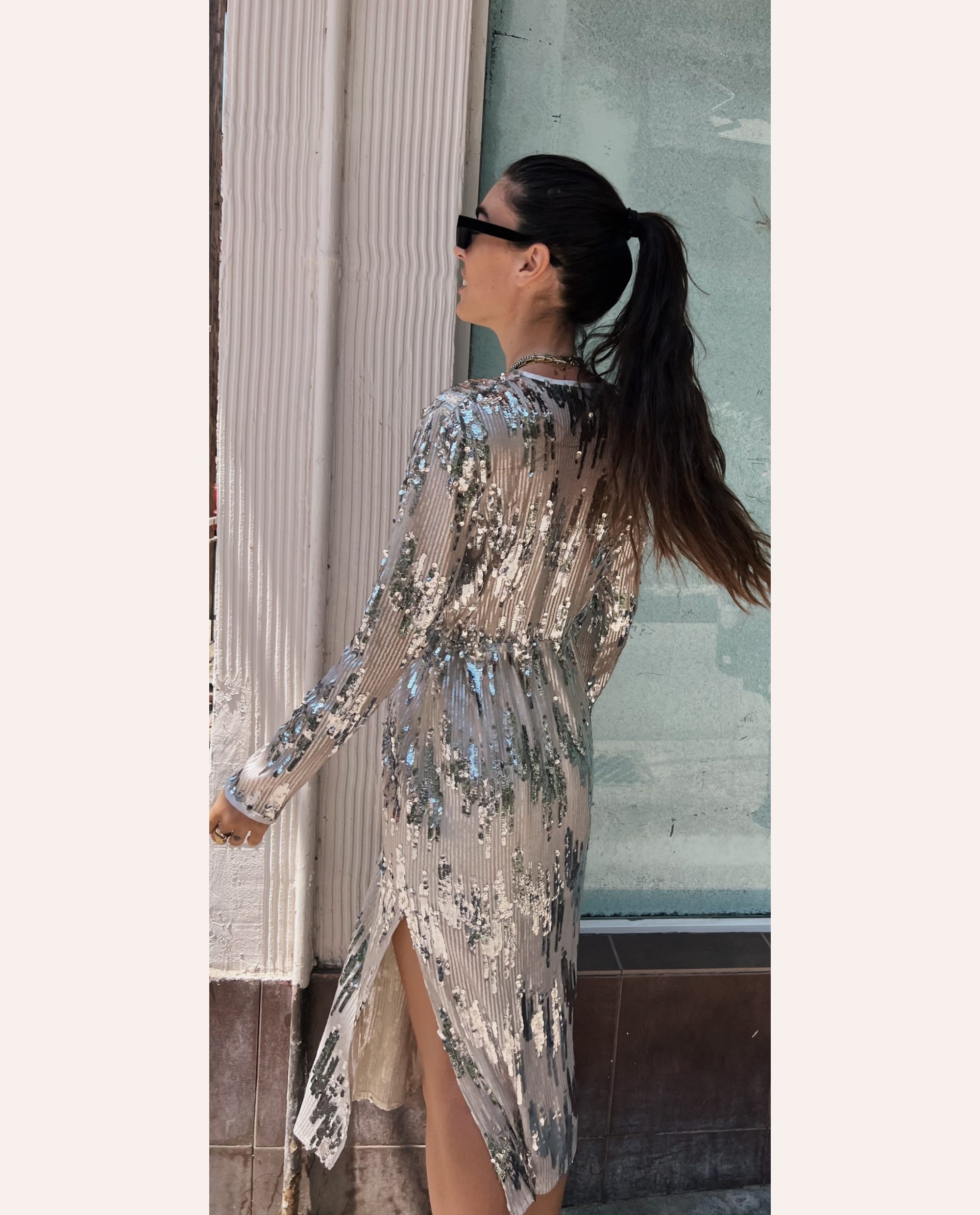 Vittoria Sequin Dress – Silver - Image 3