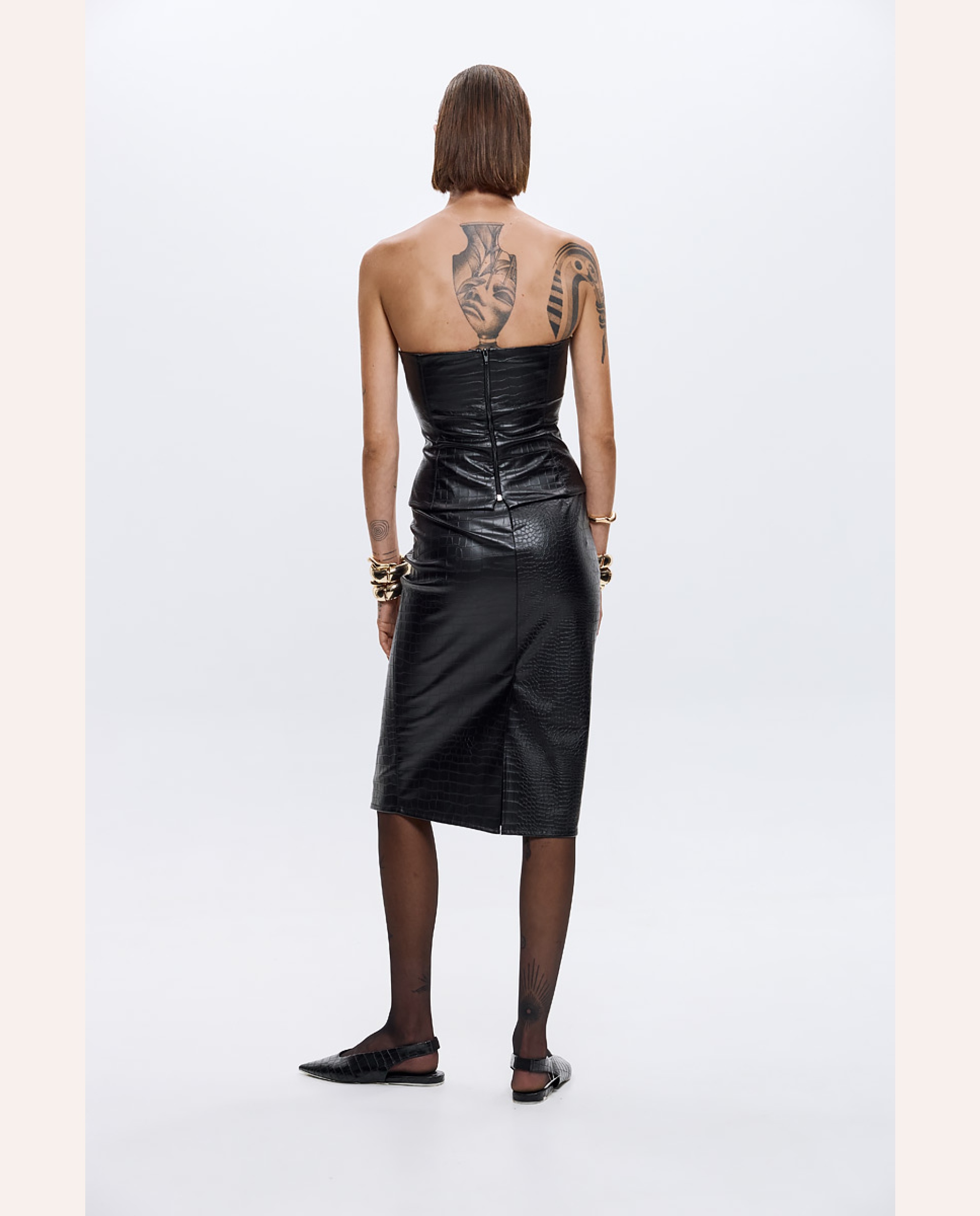 Dahlia Croco Bustier - Black/Brown - Image 3