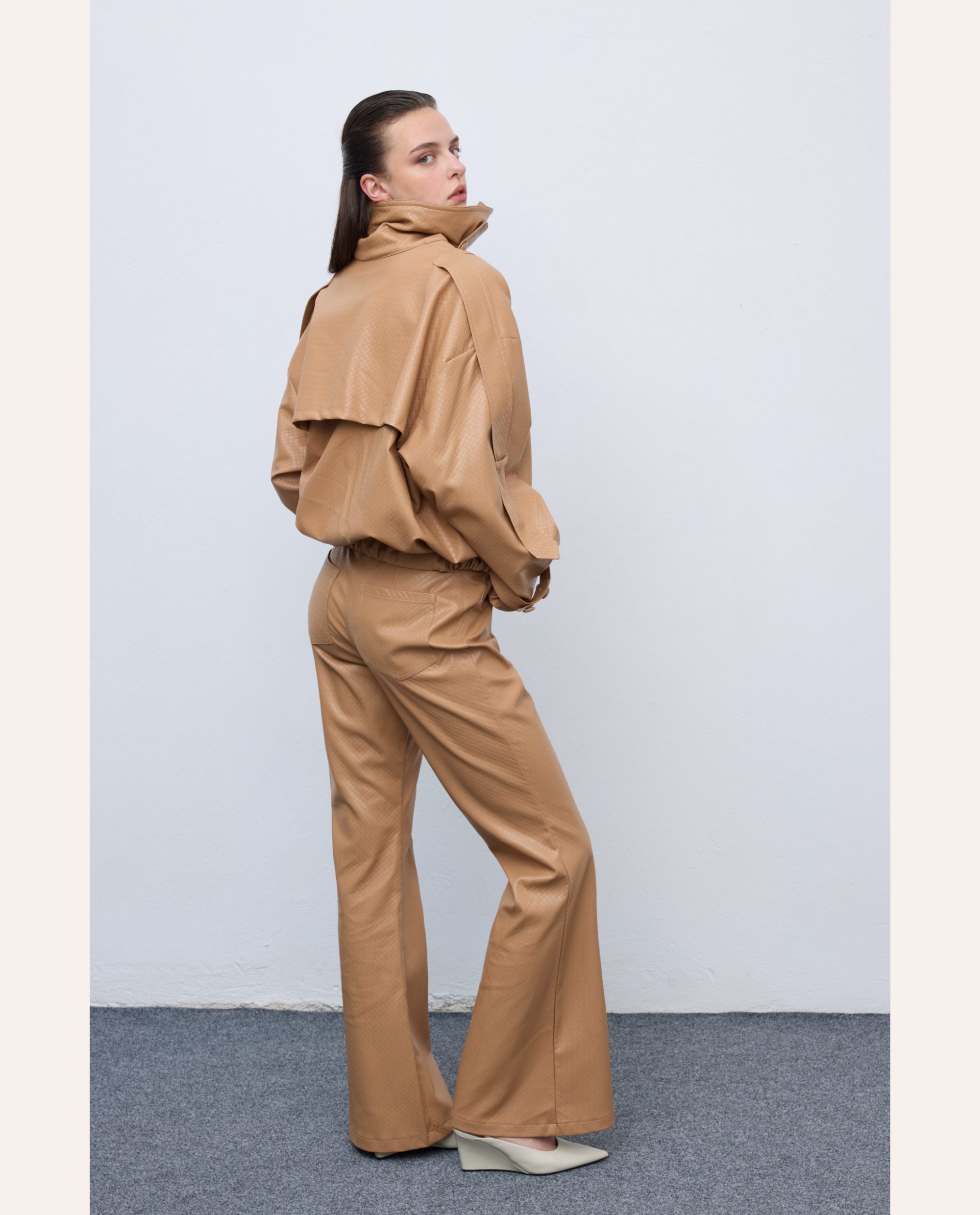 Leather Knots Pants – Camel - Image 3