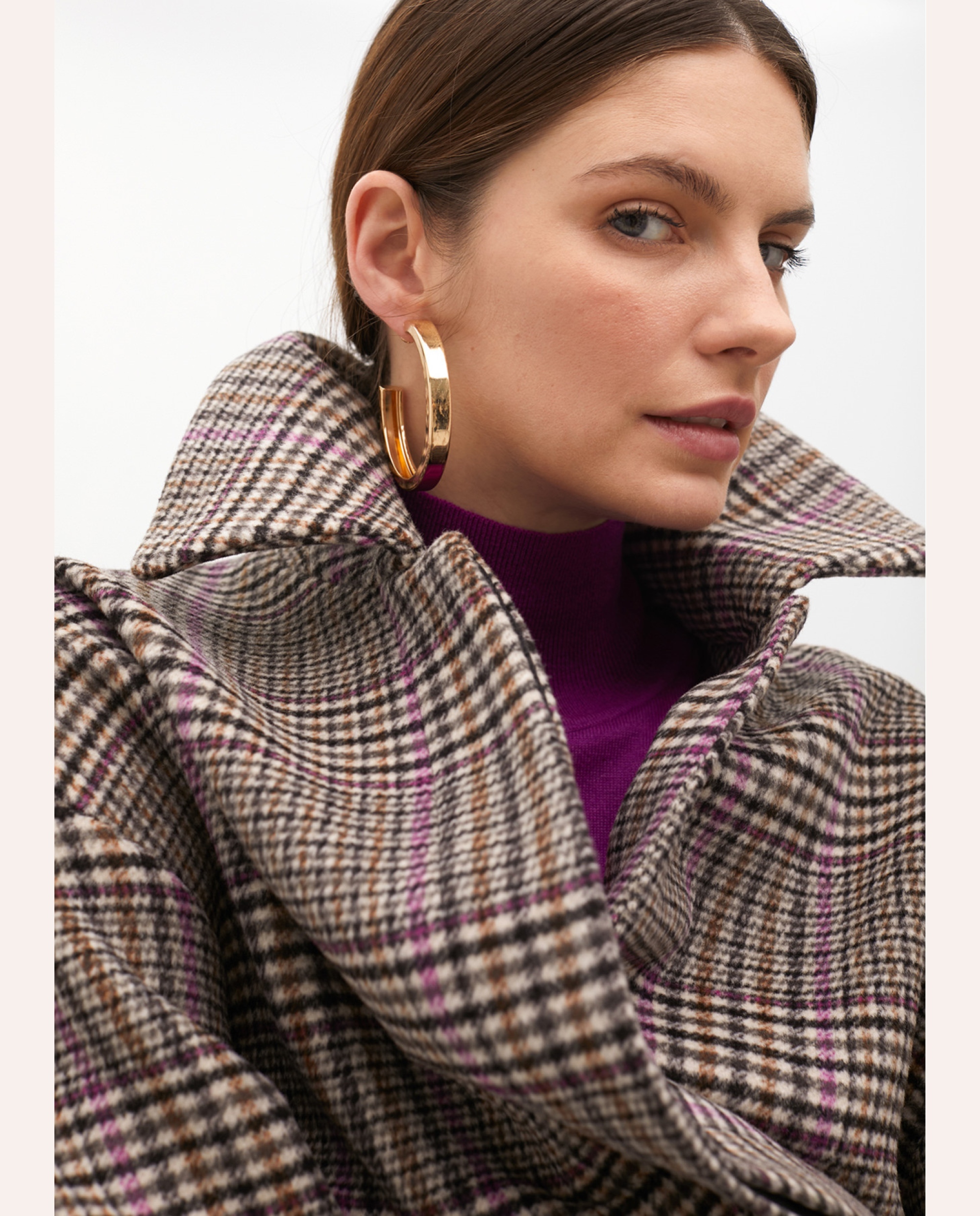 Plaid Cloth Coat - Grey - Image 3