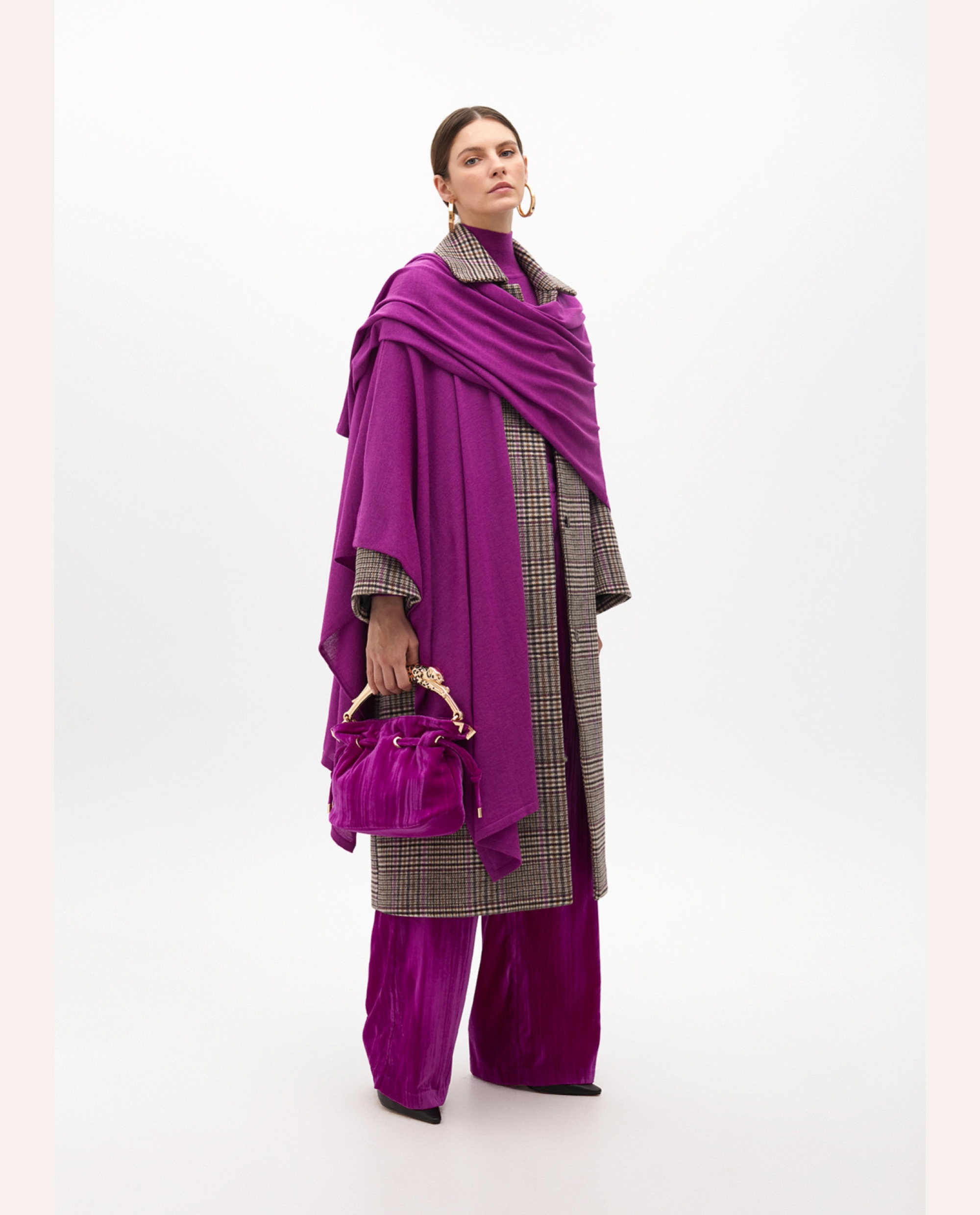 Plaid Cloth Coat - Grey - Image 4