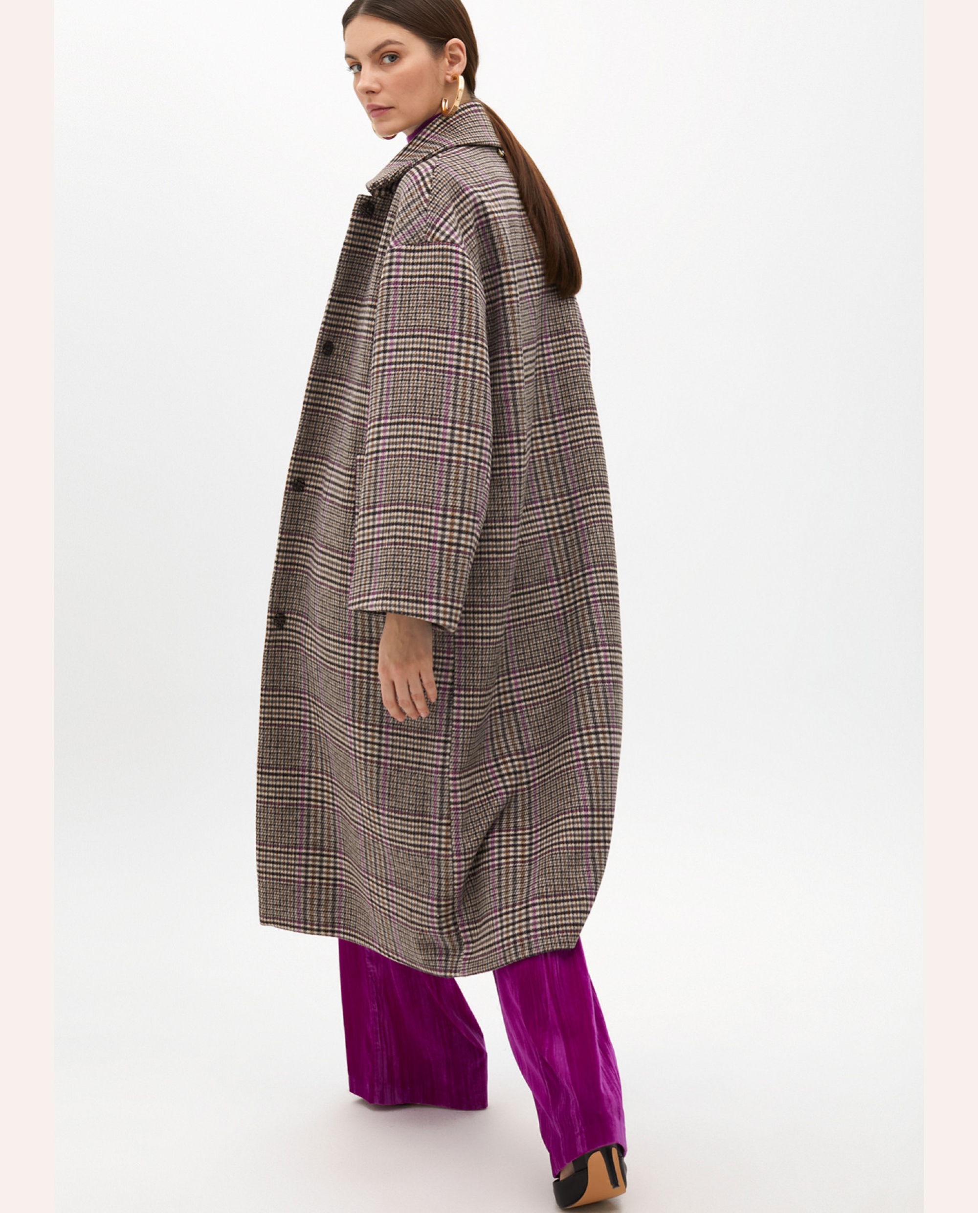 Plaid Cloth Coat - Grey - Image 5