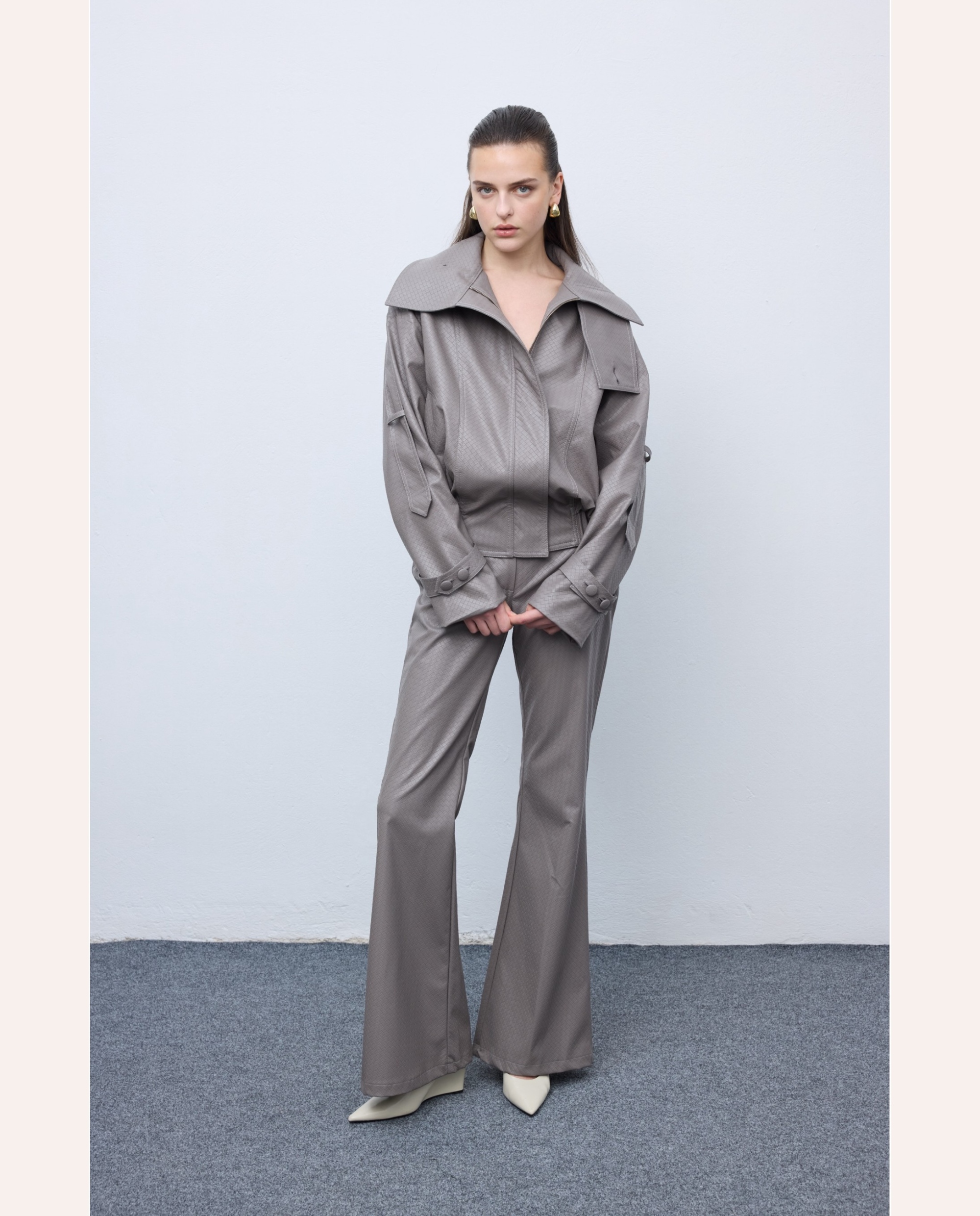 Leather Knots Jacket - Elephant - Image 3