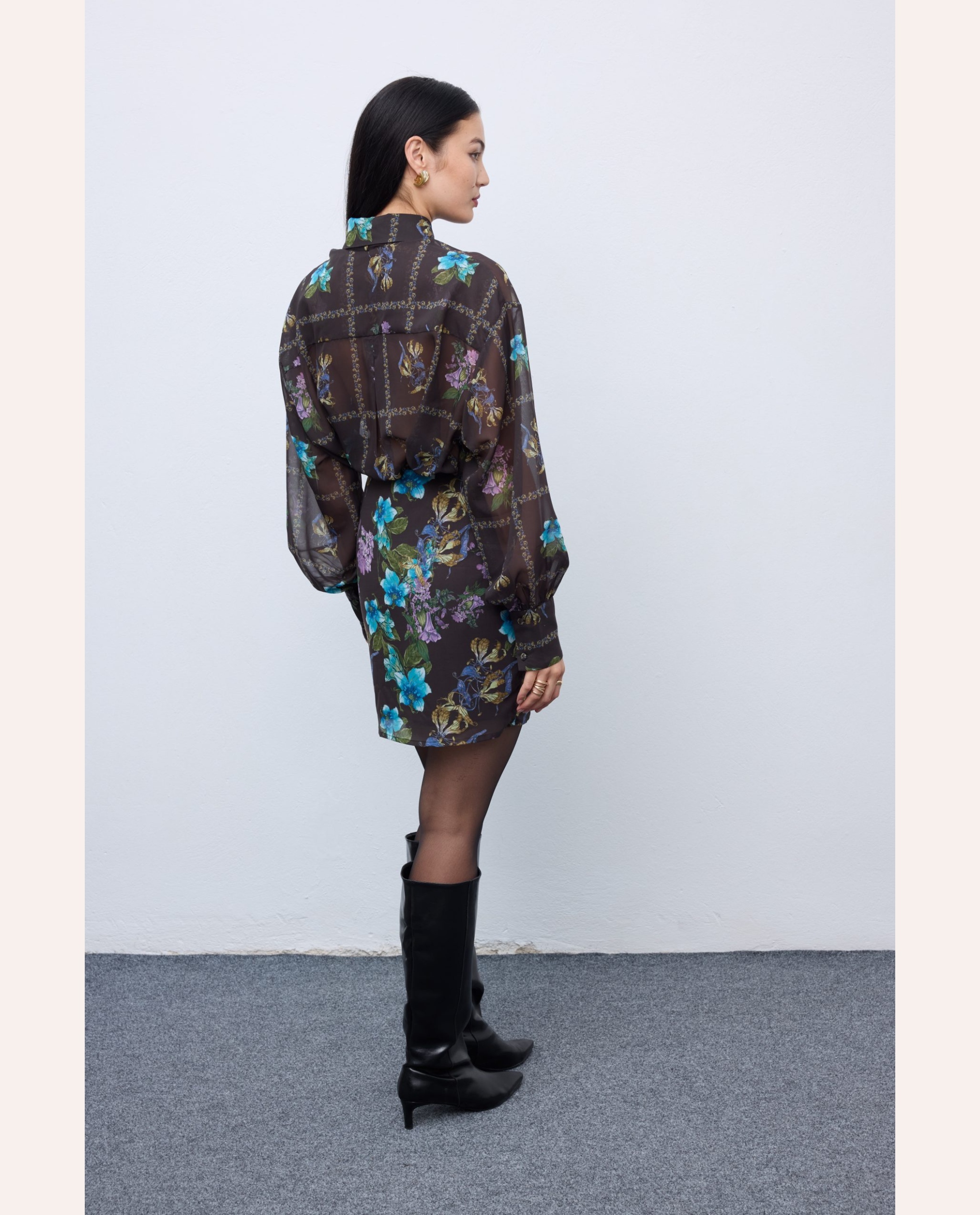 Mocha Blossom Mini Wrap Skirt – Print - Image 3