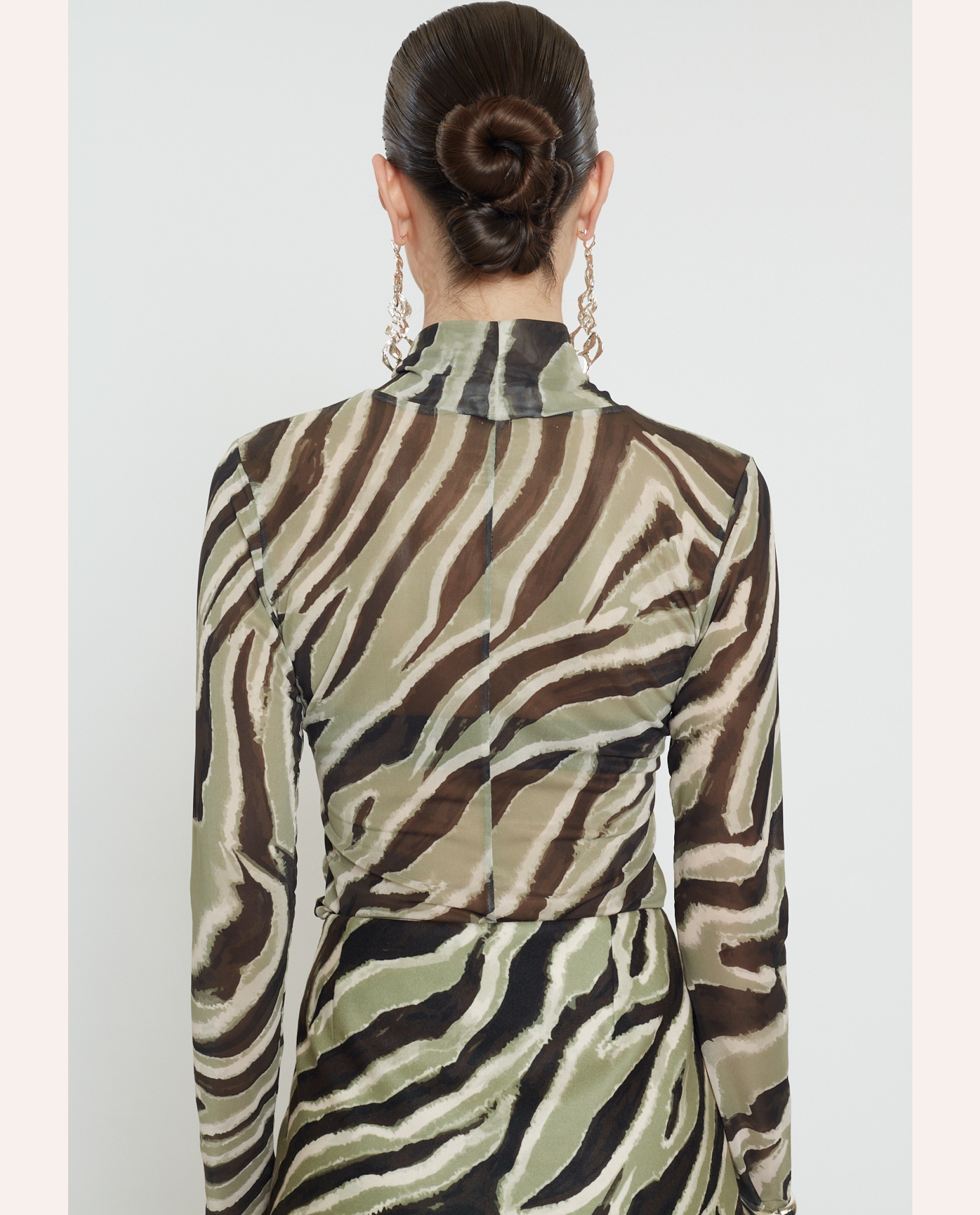 Keisi Tulle Top - Olive Zebra - Image 3